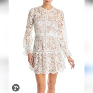 Aqua White Lace Long Sleeve Dress NWT
